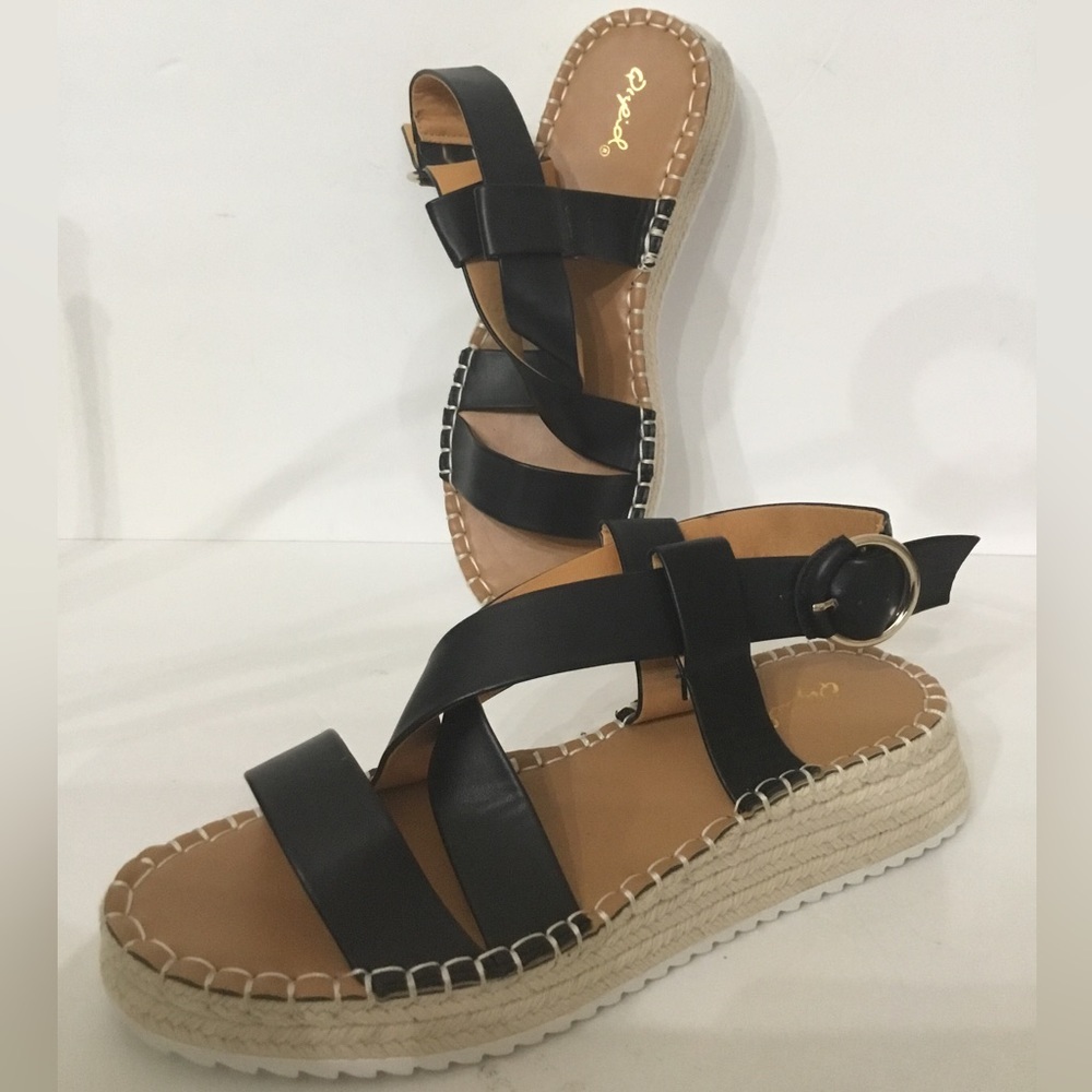 Qupid Women’s Black Espadrille Sandals Size 10 NWOB